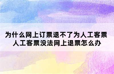 为什么网上订票退不了为人工客票 人工客票没法网上退票怎么办